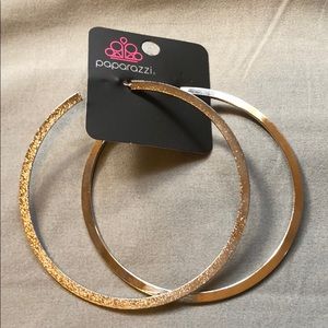 Silver Hammered Stamped Hoop Earring